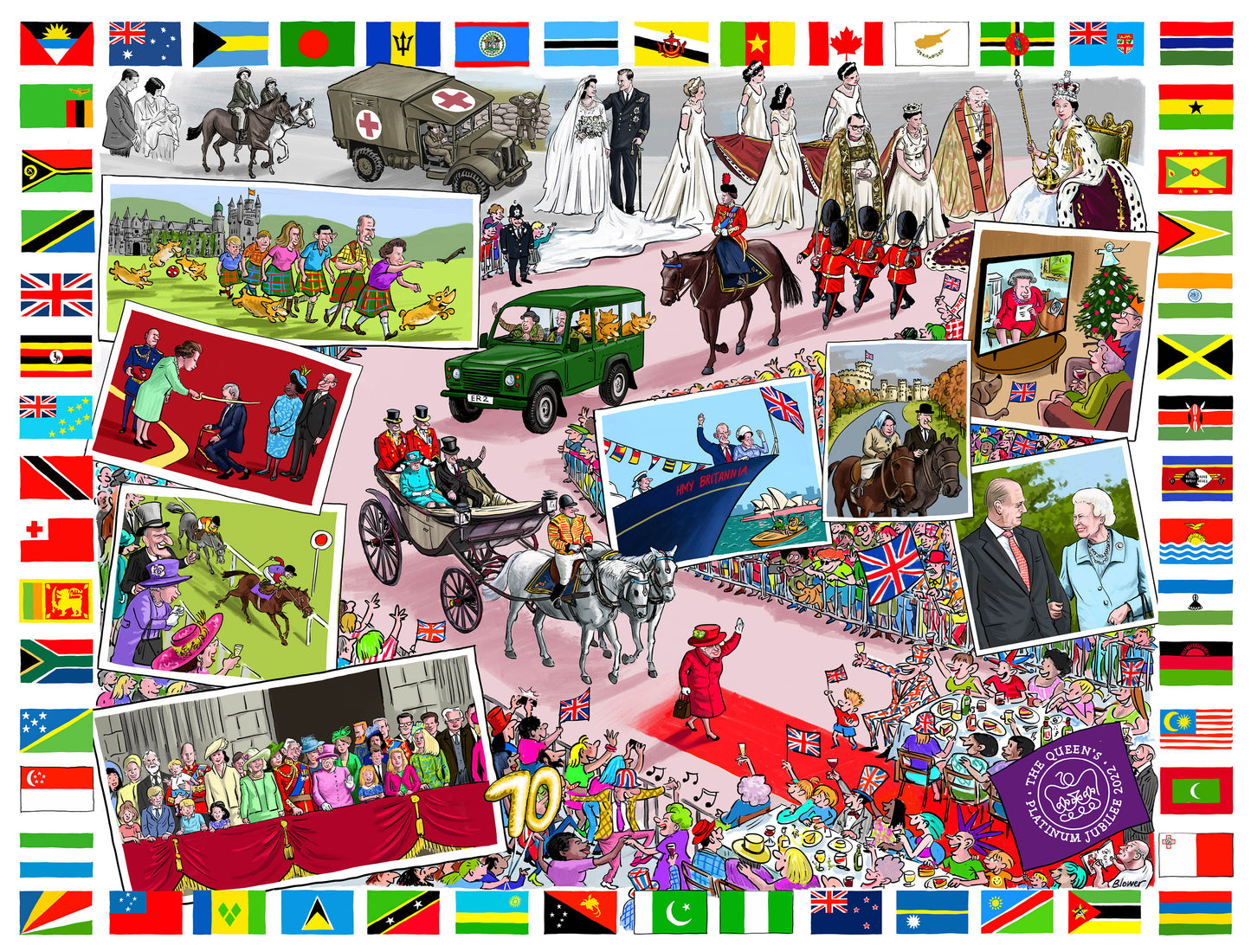 The Queen's Platinum Jubilee 2022 According to Blower 1000 or 300 Piece Jigsaw Puzzle