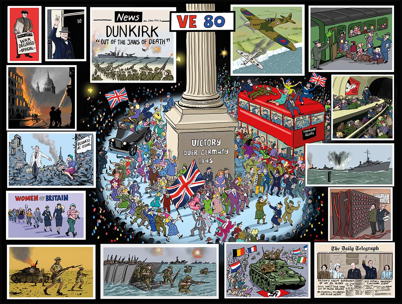 Daily Telegraph VE Day 80th Anniversary According to Blower 1000 or 300 Piece Jigsaw Puzzle