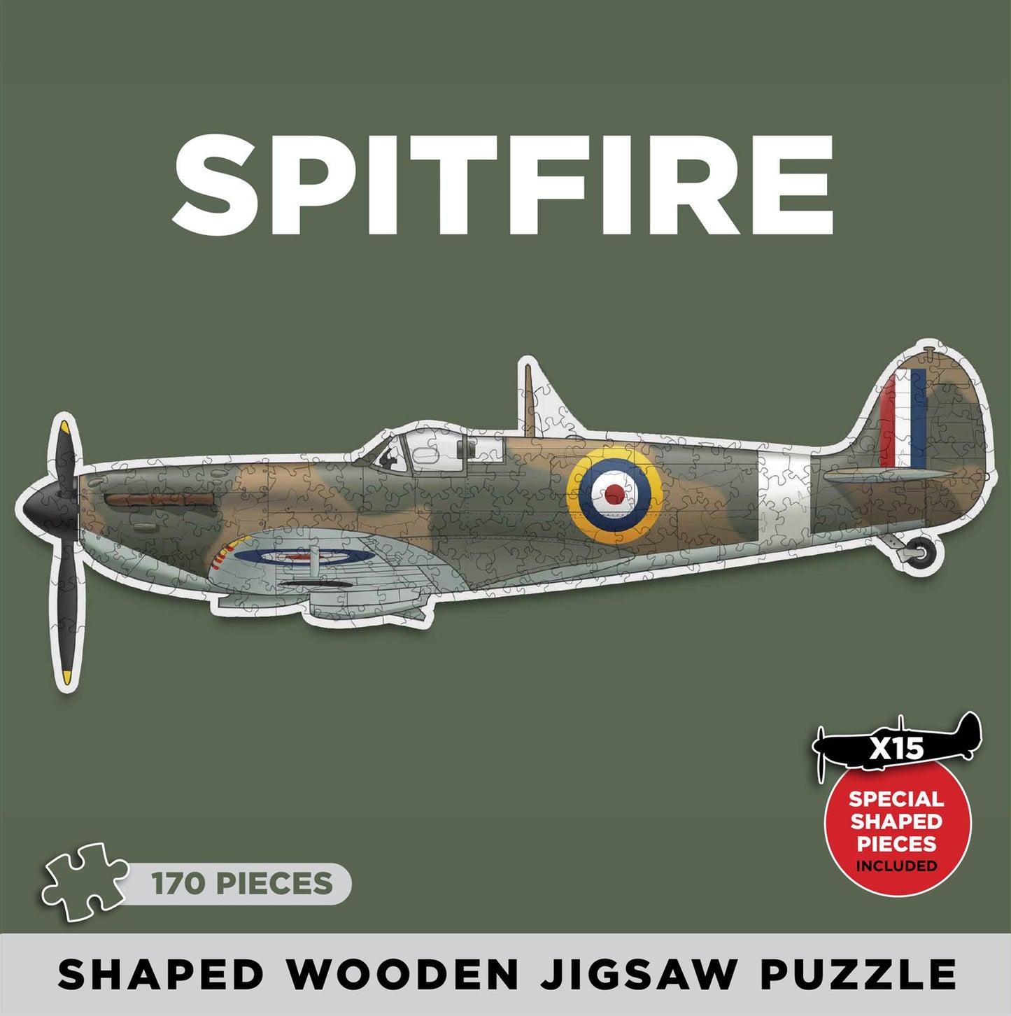 Spitfire Shaped 170 Piece Wooden Jigsaw Puzzle