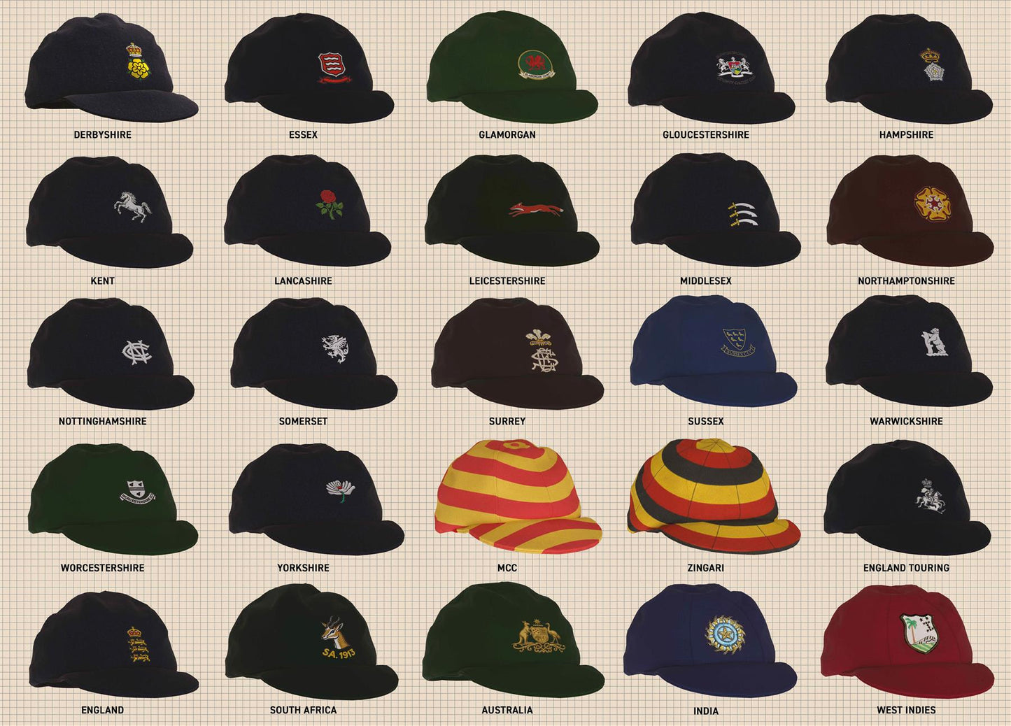 Vintage Cricket Caps 1000 Piece Jigsaw Puzzle