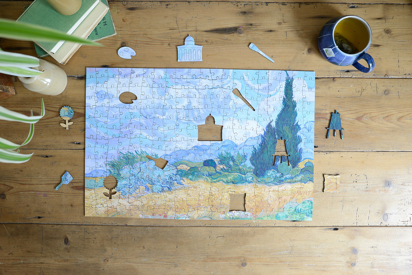 A Wheatfield, with Cypresses - National Gallery 300 Piece Wooden Jigsaw Puzzle