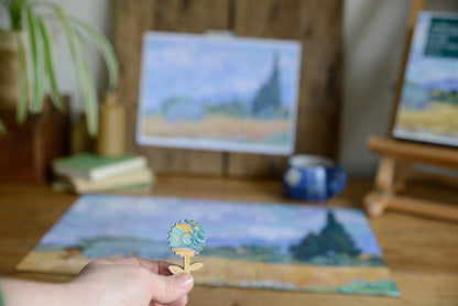 A Wheatfield, with Cypresses - National Gallery 300 Piece Wooden Jigsaw Puzzle