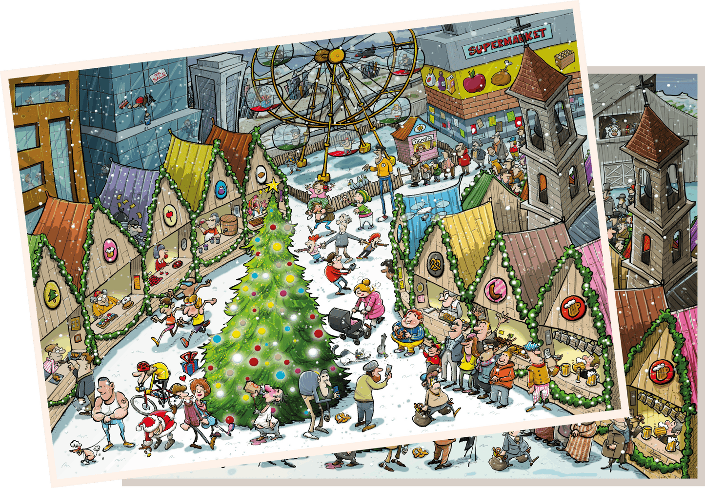 Djigsaw Vu at the Christmas Market 2 x 1000 Piece Jigsaw Puzzles