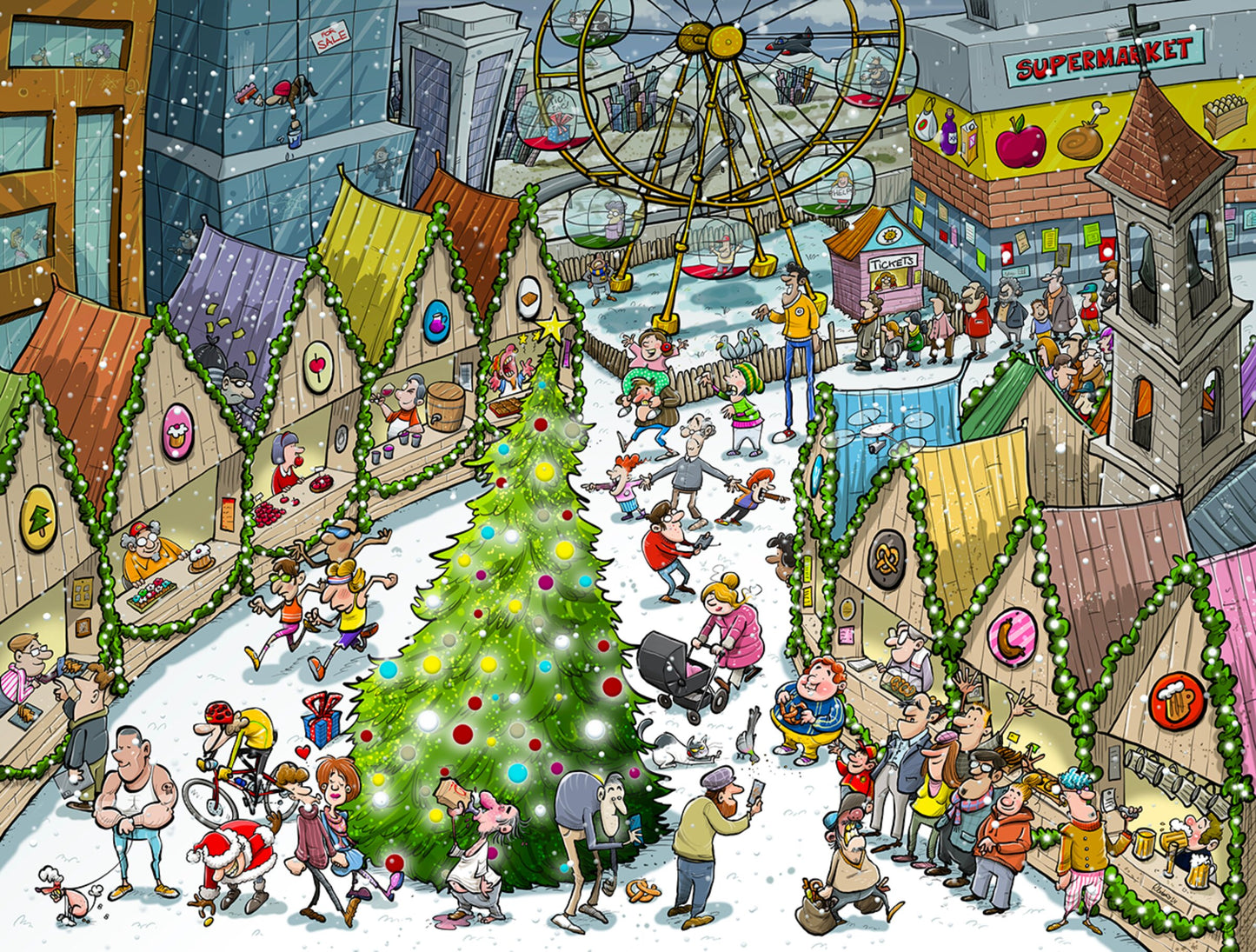 Djigsaw Vu at the Christmas Market 2 x 1000 Piece Jigsaw Puzzles