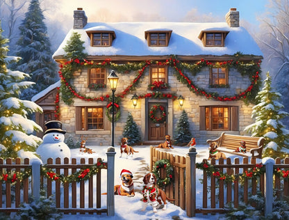 Dogs Seasonal Cottage 1000 Piece Jigsaw Puzzle Bundle