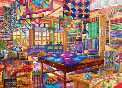 The Quilt Workshop by Bigelow Illustrations 1000 Piece Jigsaw Puzzle
