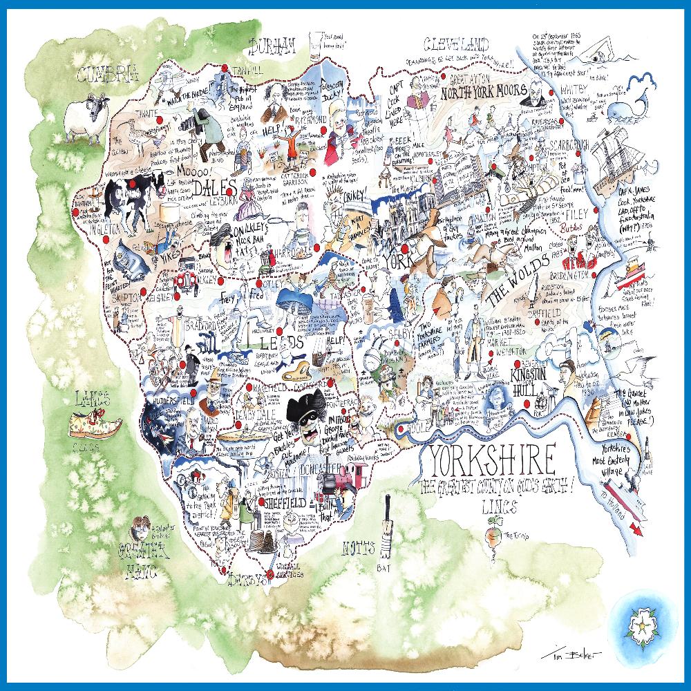 Tim Bulmer's Yorkshire Map Jigsaw & Tea Towel Gift Bundle