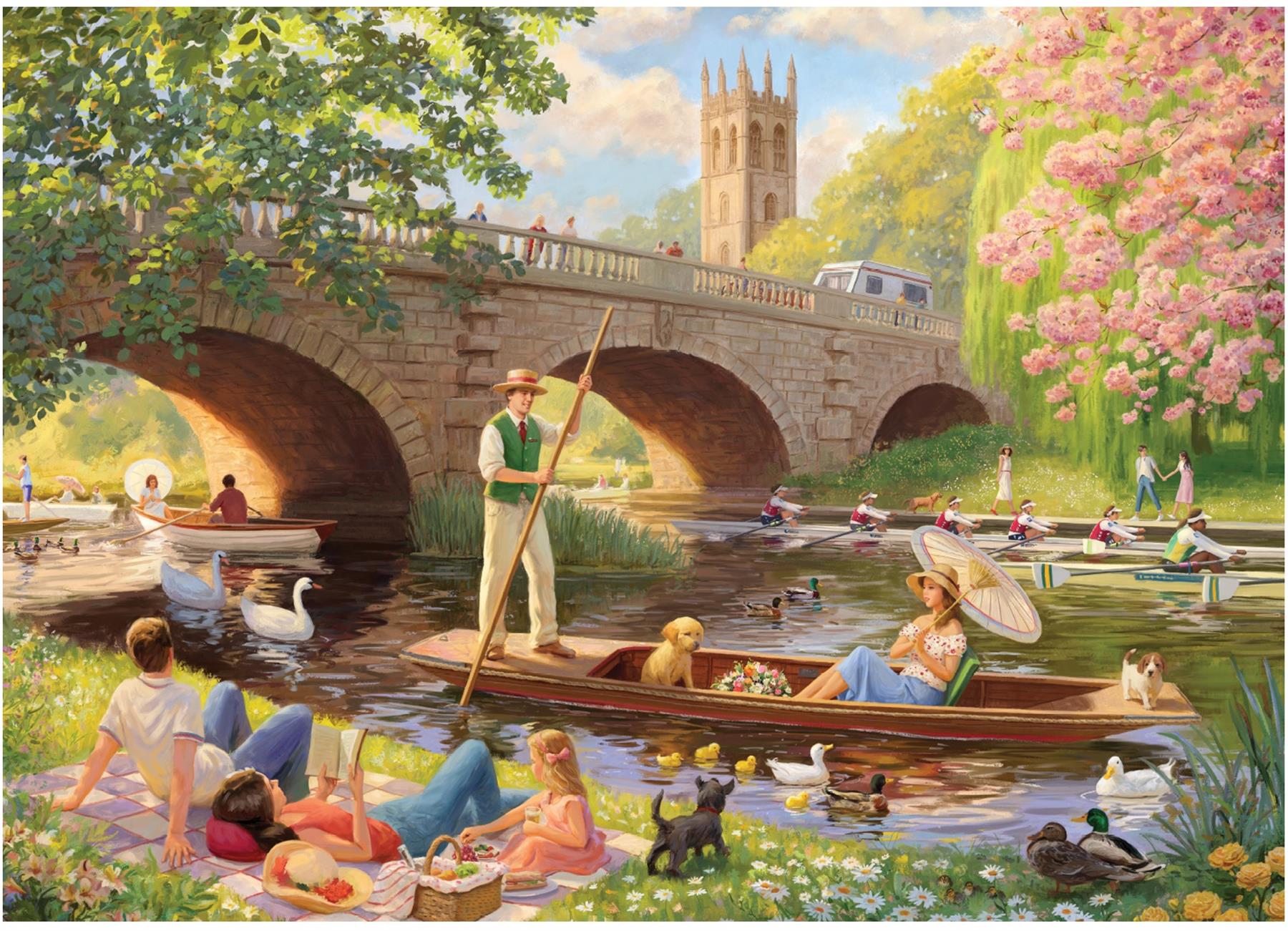Boating on the River 1000 Piece Jigsaw Puzzle