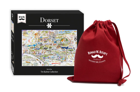 Map of Dorset - Tim Bulmer 300 Piece Wooden Jigsaw Puzzle box