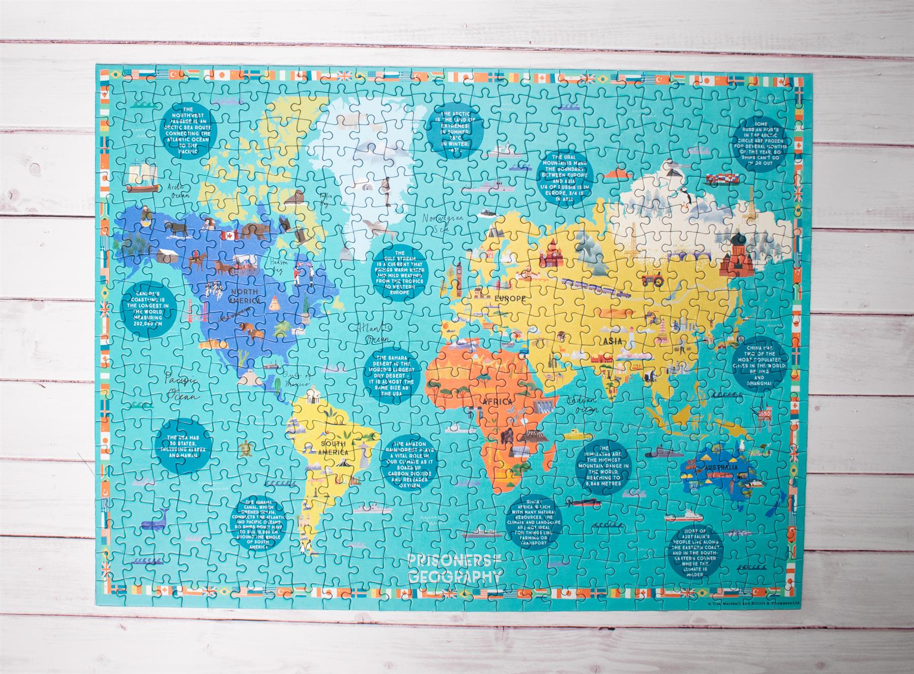 Prisoners of Geography World Map - 500 Piece by Tim Marshall - Colourful, Animals and Nature - All Jigsaw Puzzles