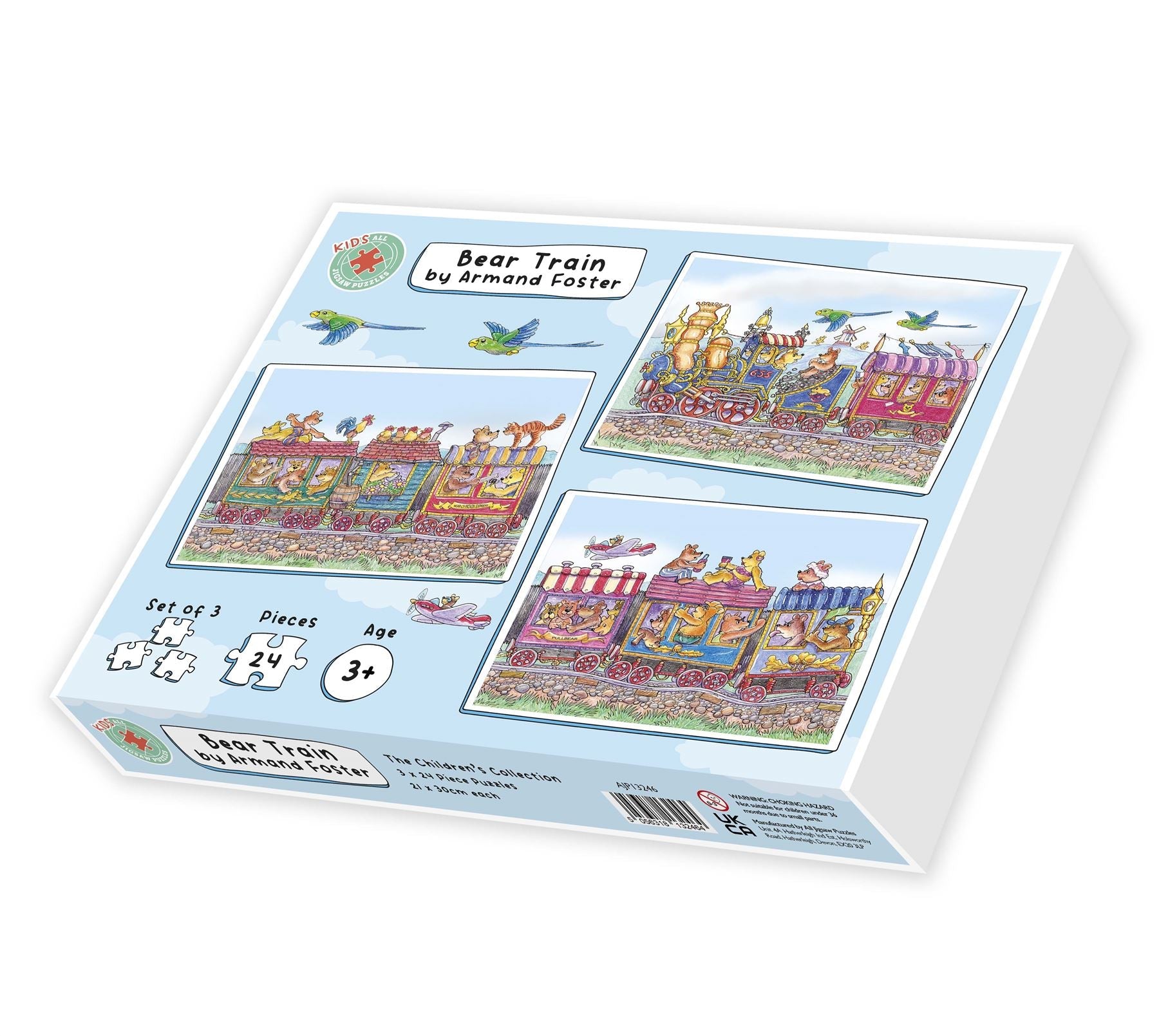 Bear Train - Armand Foster 3 x 12 Piece Kids Jigsaw Puzzle  box