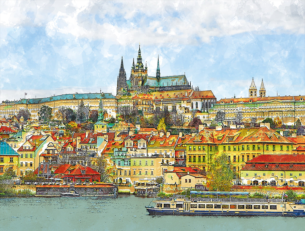 A Boat Trip in Prague 1000 Piece Scenic Jigsaw Puzzle