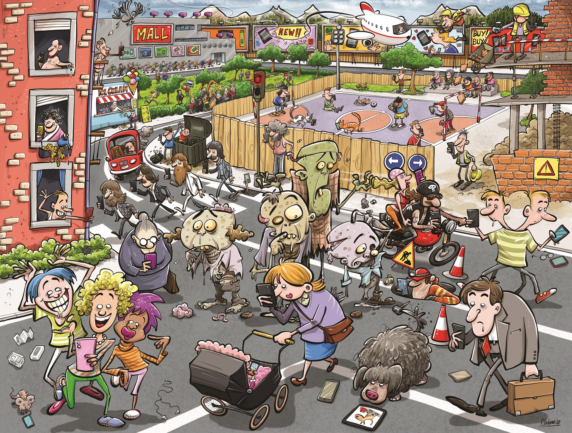 Chaos at Zombieland 1000 or 500 Piece Jigsaw Puzzle - Chaos no. 22