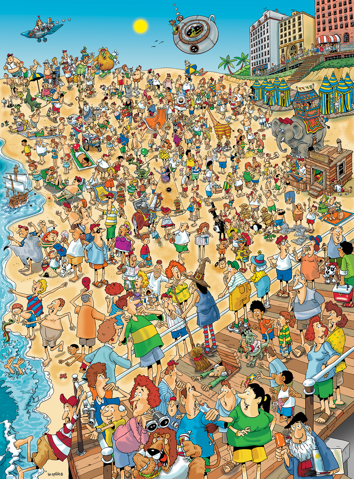 Day at the Beach Len Epstein 1000 or 500XL Piece Jigsaw Puzzle