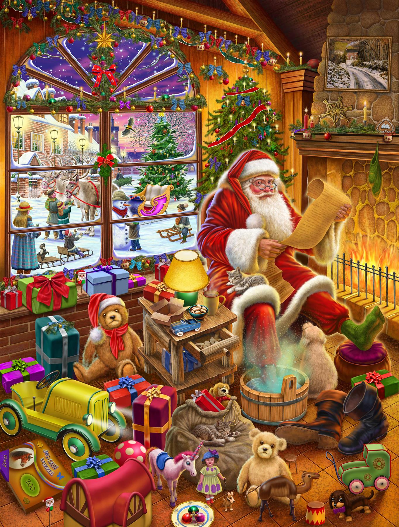 Santa's Christmas List 1000 or 500XL Piece Jigsaw Puzzle By Rudolf Farkas