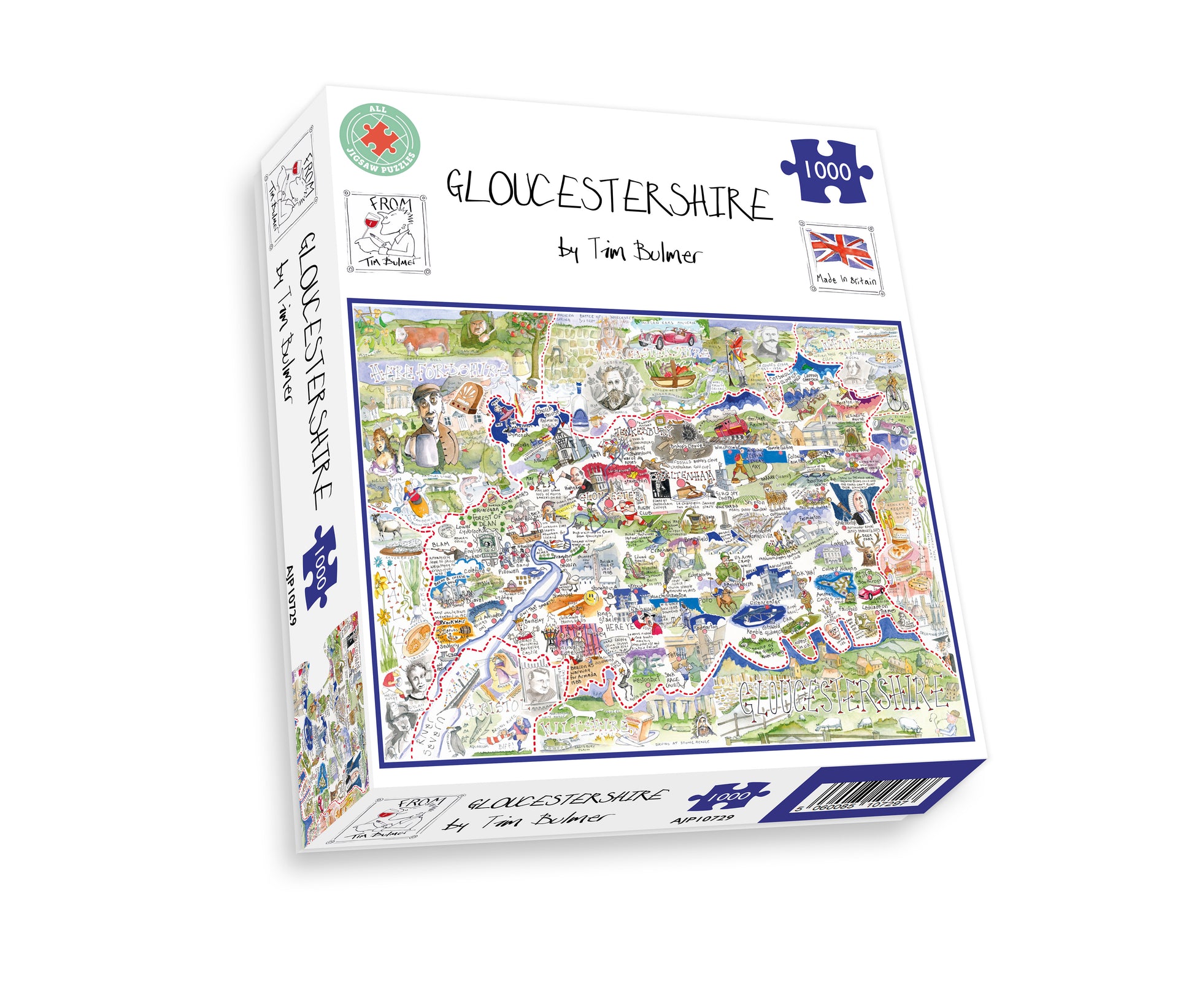 Map of Gloucestershire - Tim Bulmer 1000 Piece Jigsaw Puzzle box