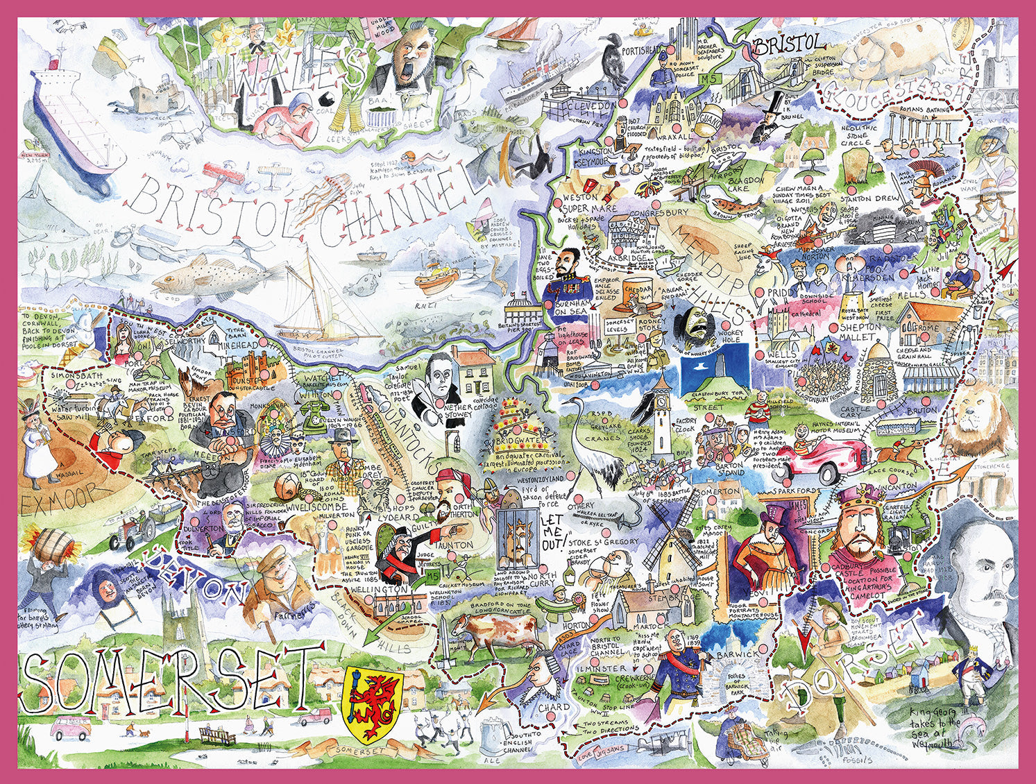 Map of Somerset - Tim Bulmer 1000 Piece Jigsaw Puzzle