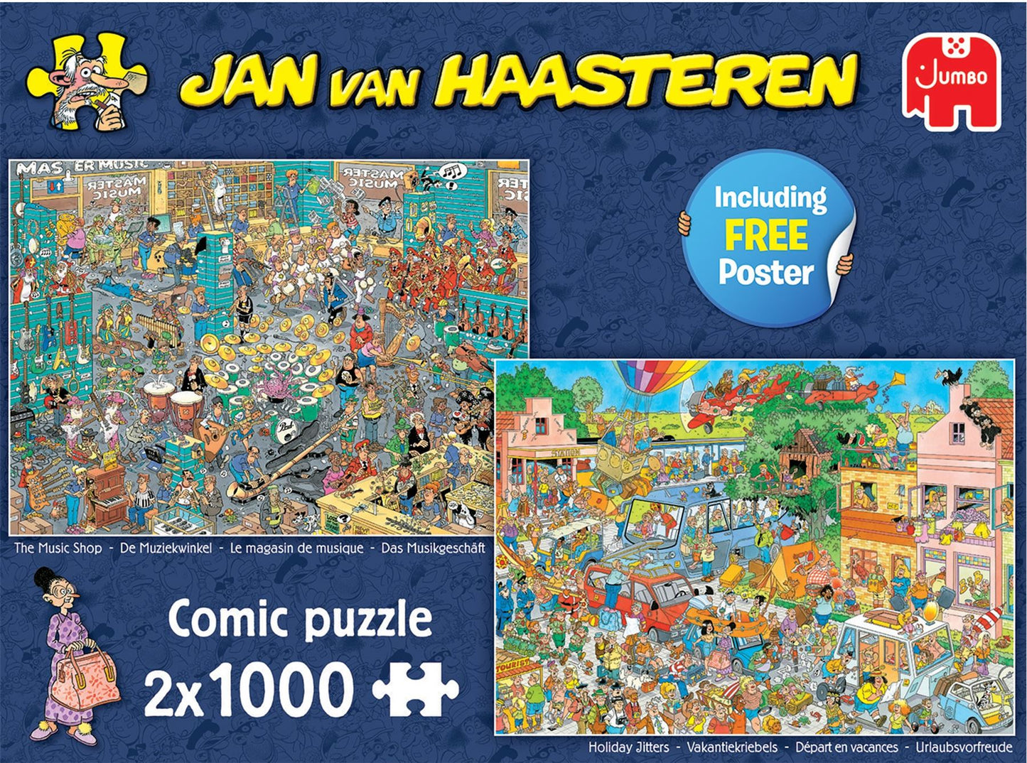 The Music Shop & Holiday Jitters - Jan Van Haasteren 1000 Piece Jigsaw Puzzle box 1