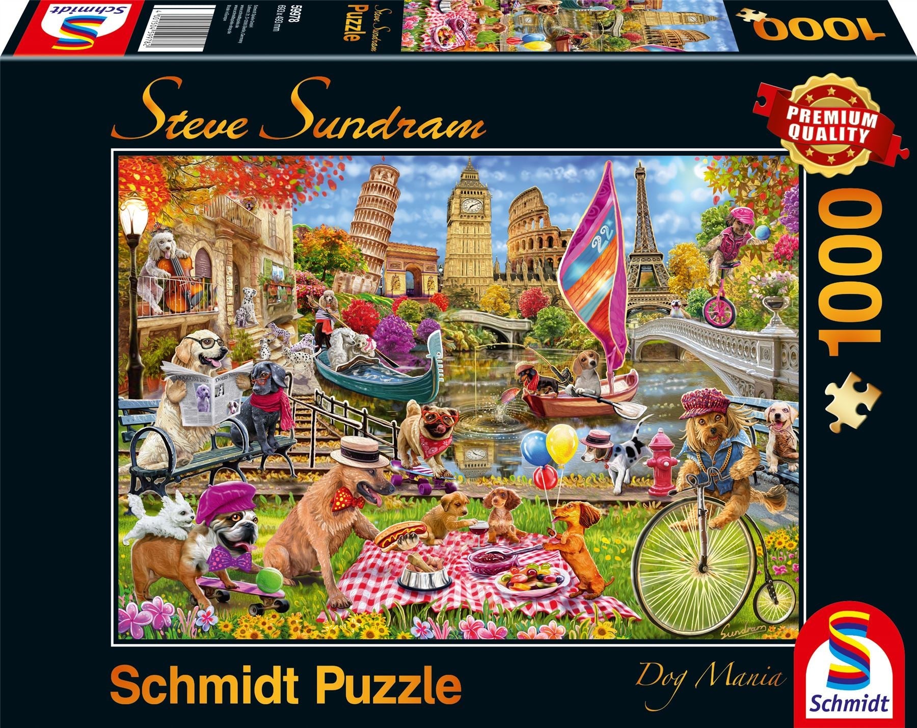 Steve Sundram: Dog Mania 1000 Piece Jigsaw Puzzle box