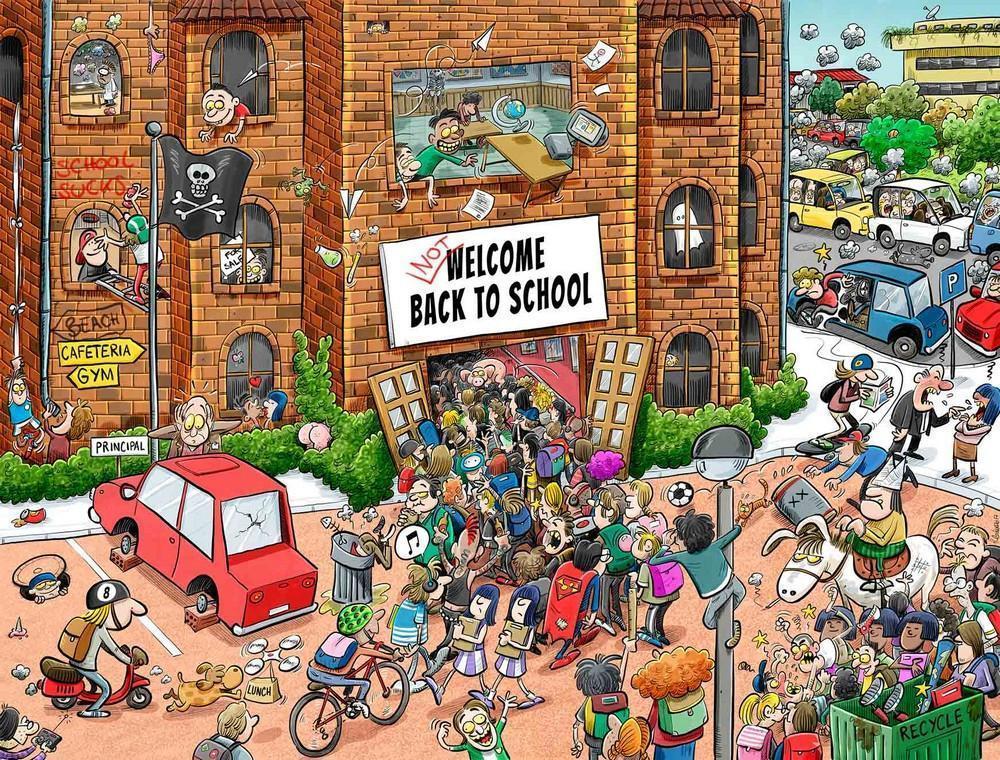 Jigsaw Puzzle - Back To School Chaos 1000 Or 500 Piece Jigsaw Puzzles