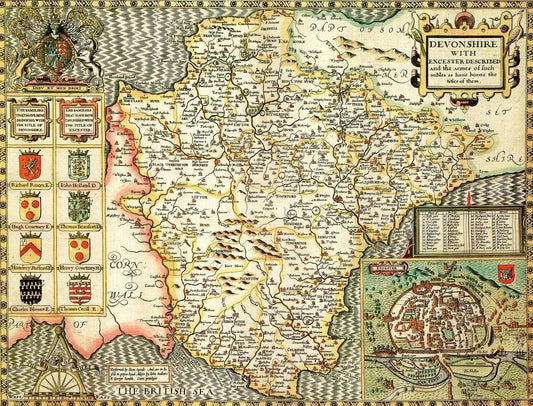 Devon Historical Map 1000 Piece Jigsaw Puzzle (1610) - All Jigsaw Puzzles UK
 - 1