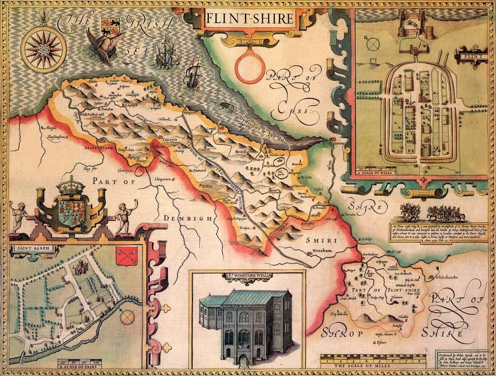 Flintshire Historical Map 1000 Piece Jigsaw Puzzle (1610) - All Jigsaw Puzzles UK
 - 1