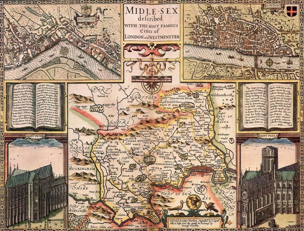 Middlesex Historical Map 1000 Piece Jigsaw Puzzle (1610) - All Jigsaw Puzzles UK
 - 1