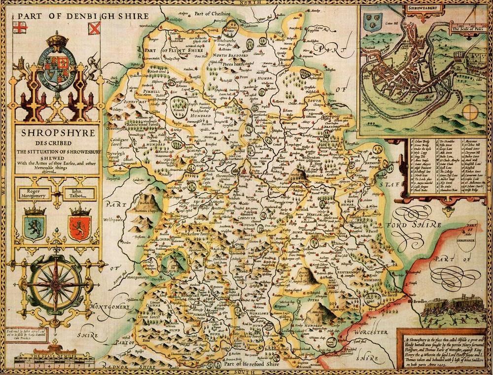 Shropshire Historical Map 1000 Piece Jigsaw Puzzle (1610) - All Jigsaw Puzzles UK
 - 1