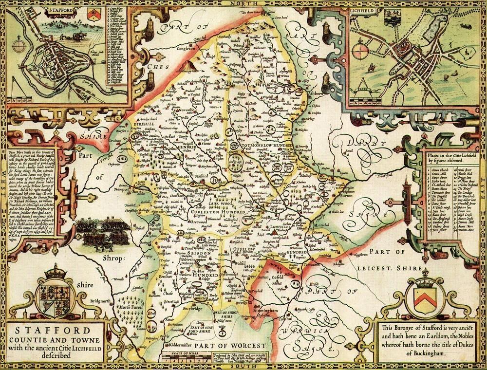 Staffordshire Historical Map 1000 Piece Jigsaw Puzzle (1610) - All Jigsaw Puzzles UK
 - 1