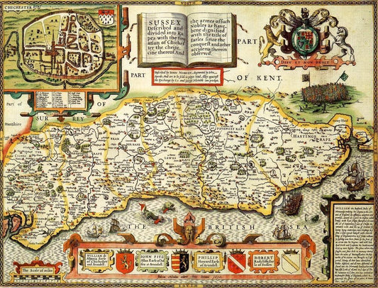 Sussex Historical Map 1000 Piece Jigsaw Puzzle (1610) - All Jigsaw Puzzles UK
 - 1