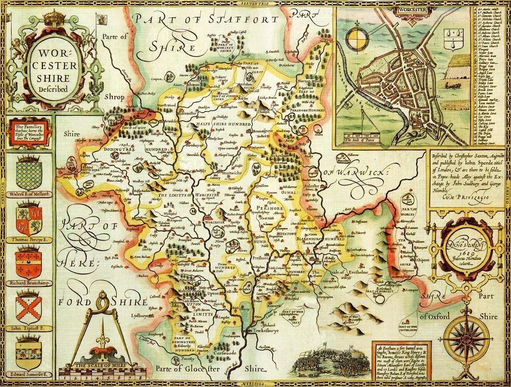 Worcestershire Historical Map 1000 Piece Jigsaw Puzzle (1610) - All Jigsaw Puzzles UK
 - 1